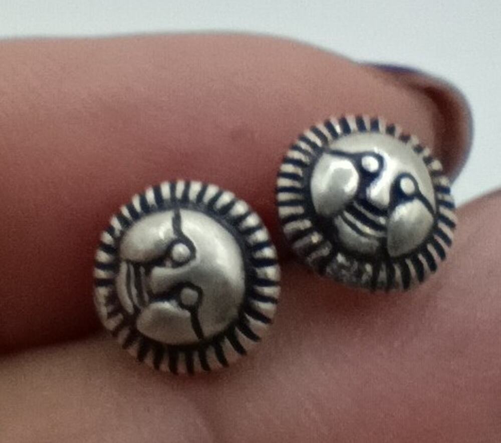 Sterling Silver Tribal Sun Stud Earrings